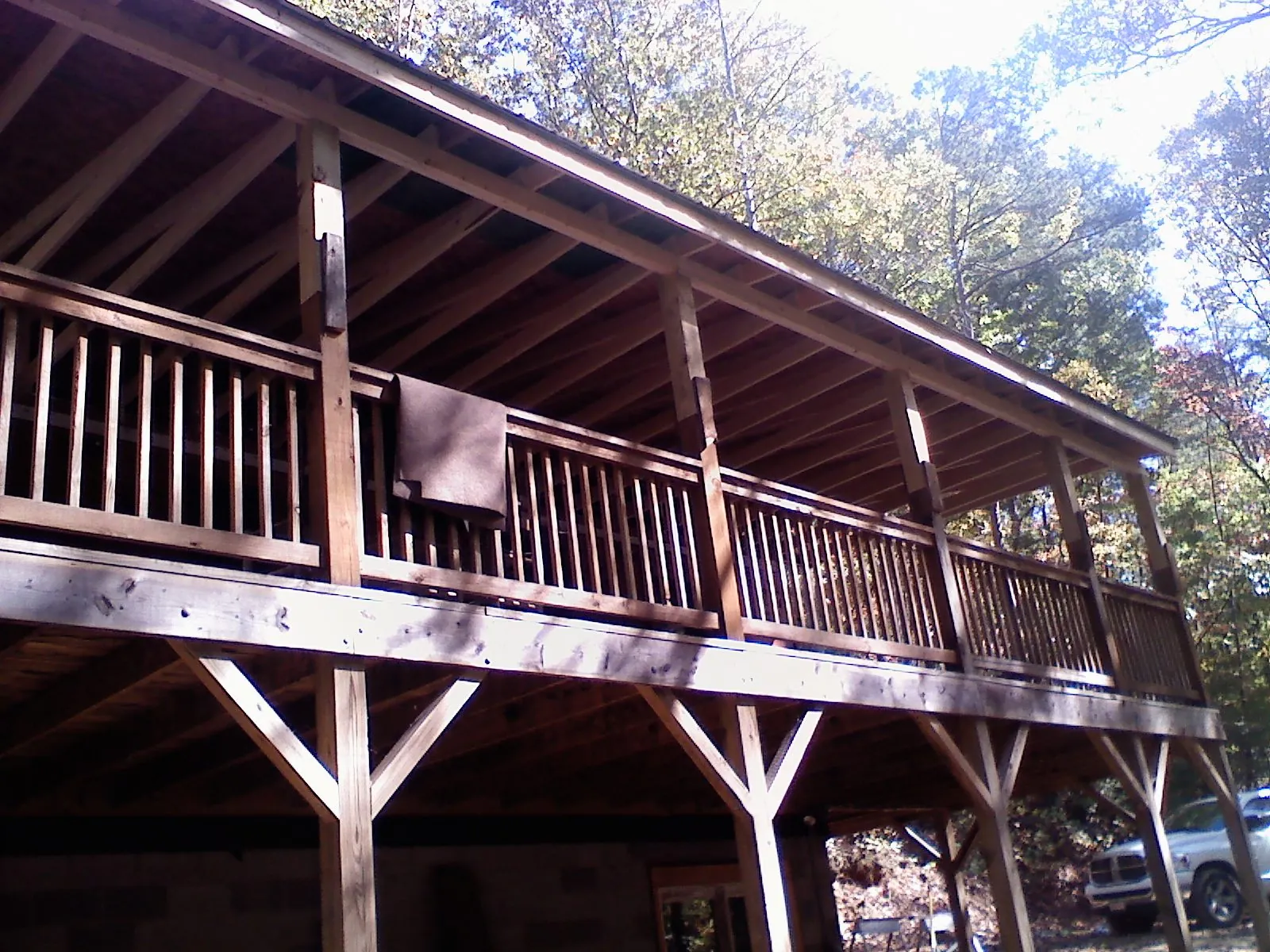 Timber framing under a new elevated porch and deck — Roof Leak Repair in Lake Dallas by Roofing Brothers